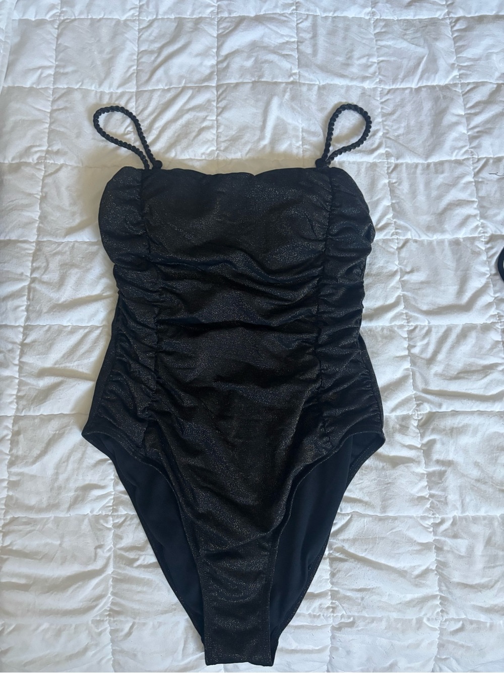 Cupshe Black and Gold Ruched One-Piece Swimsuit